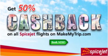 Makemytrip Cash Back Offer on Spicejet