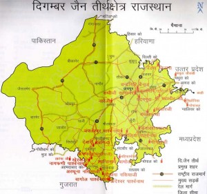 Map of Digambar Jain Tourist Places in Rajasthan