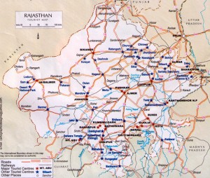 Road and Rail Network Map of Rajasthan