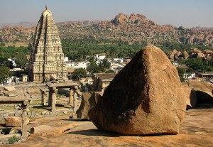 Hampi Boulder And Temple