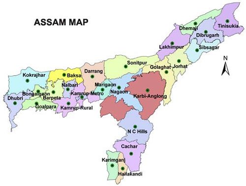 assam tourist places map