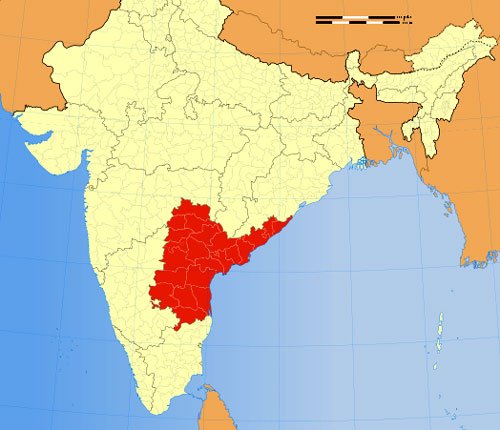 Location Map of Andhra Pradesh in India