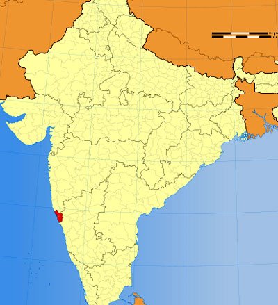 Location of Goa on Indian Map