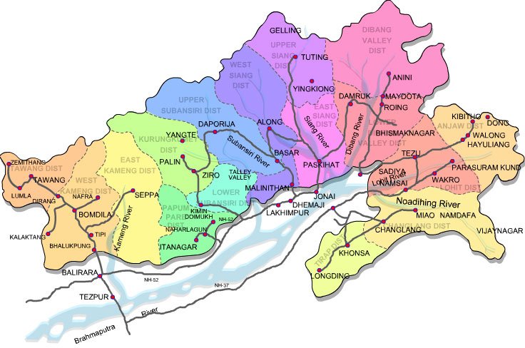 tourist map of arunachal pradesh