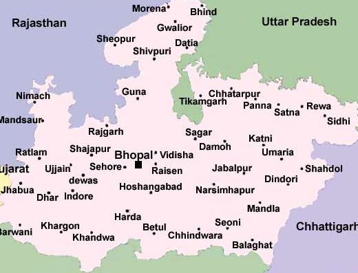 MP Important Cities and Their Location