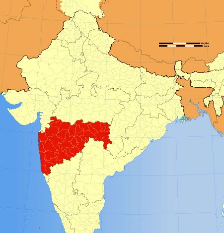 Maharashtra Location on Indian Map