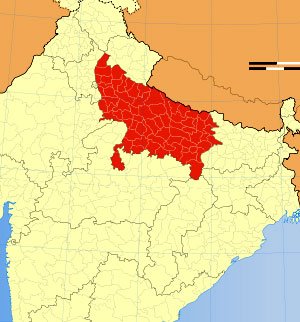 Location of UP on Indian Map