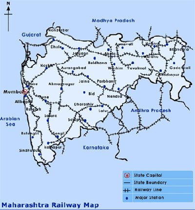 Maharashtra Indian Rail and Train Network Map