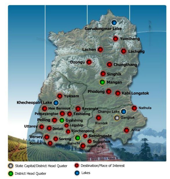 Sikkim Travel Places Map