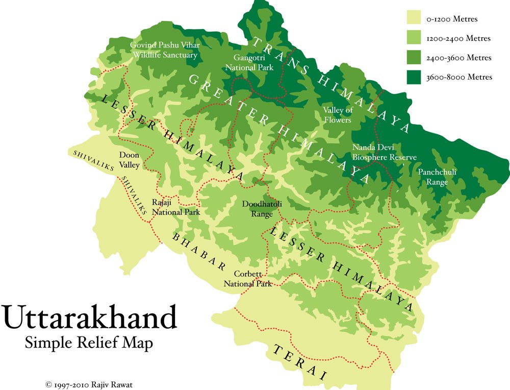 Terrain Map of Uttarakhand