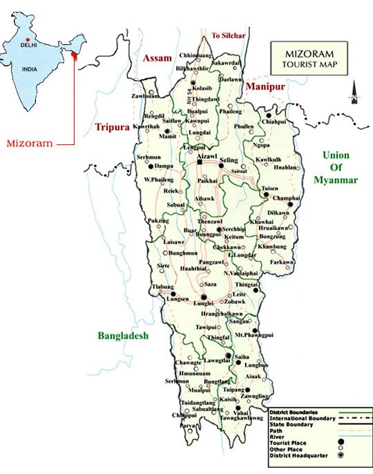 Mizoram Tourist Map