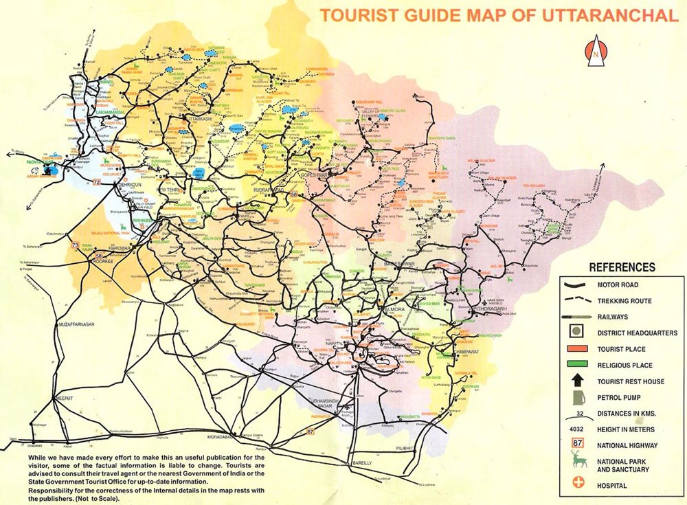 Uttarakahnd Tourist Travel Map