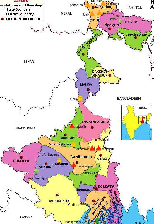 tourist map west bengal