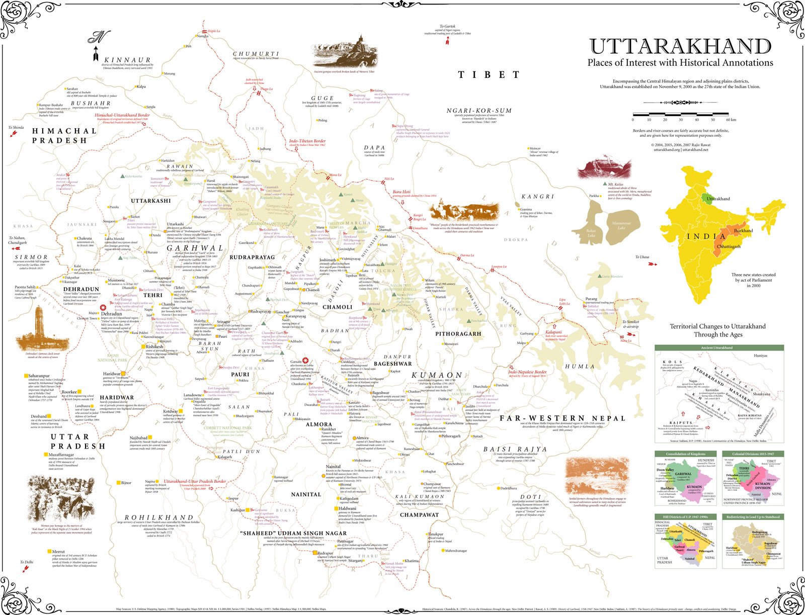 History Map of Uttarakhand (Uttaranchal)