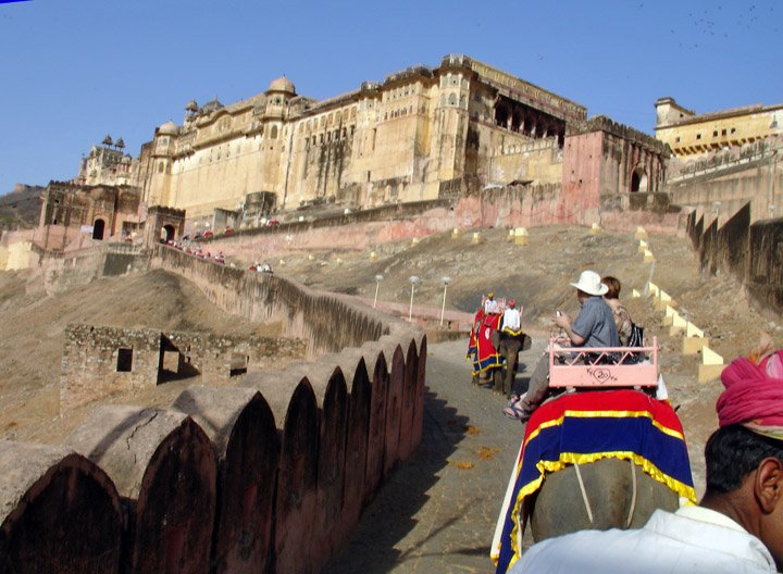 Riding Elephants to the Amber Fort